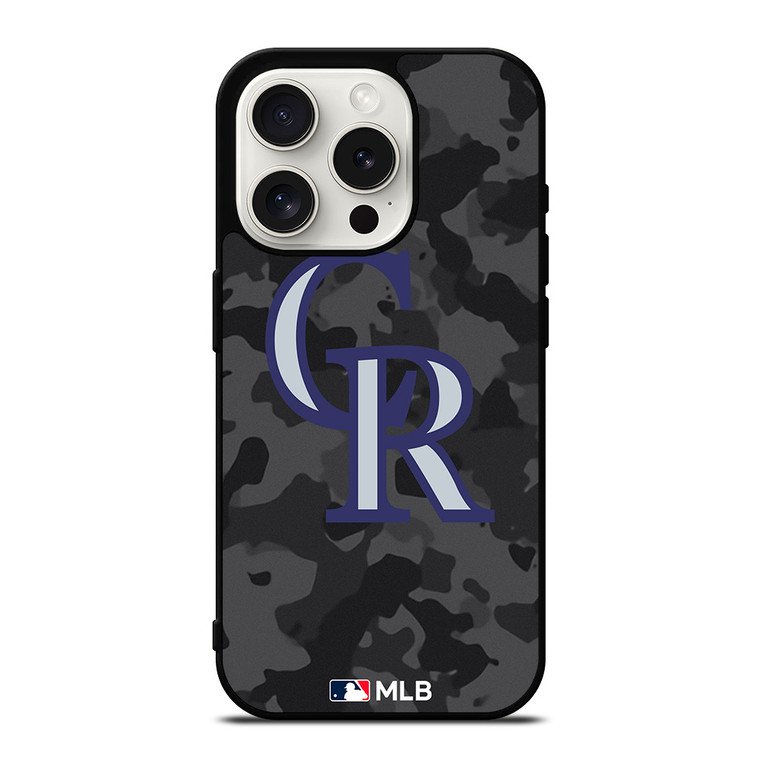 COLORADO ROCKIES BASEBALL BLACK CAMO iPhone 15 Pro Case Cover
