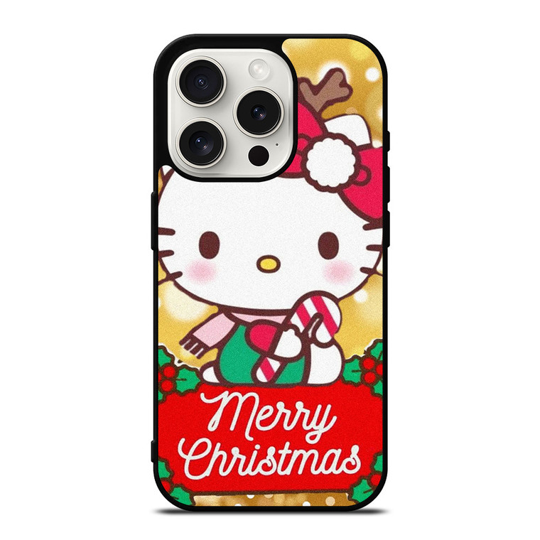 HELLO KITTY MERRY CHRISTMAS GOLD iPhone 15 Pro Case Cover