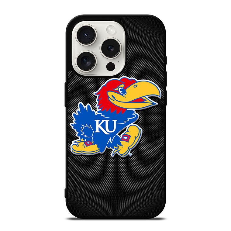 KANSAS JAYHAWKS LOGO CARBON iPhone 15 Pro Case Cover