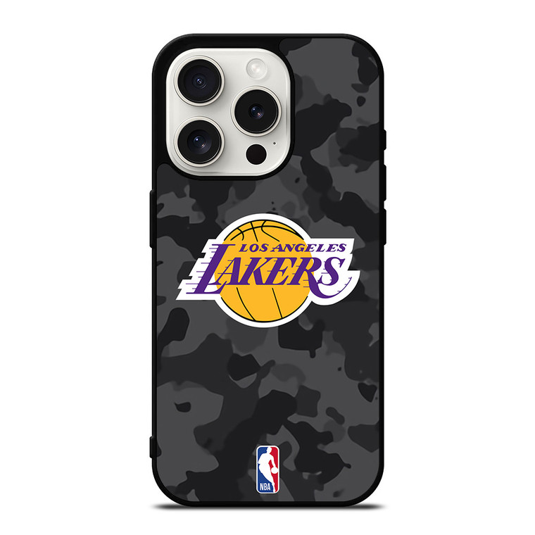 LOS ANGELES LAKERS BLACK CAMO iPhone 15 Pro Case Cover LOS ANGELES LAKERS BLACK CAMO iPhone 15 Pro Case Cover