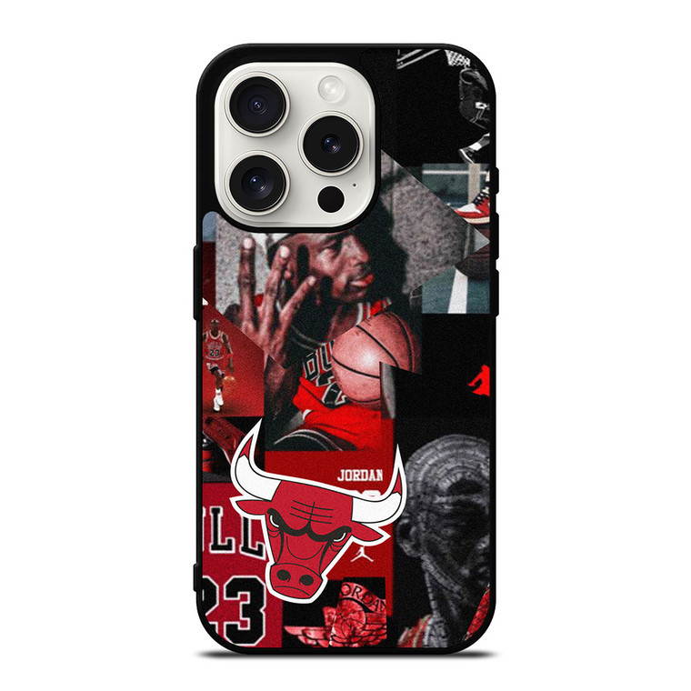 MICHAEL JORDAN CHICAGO BULLS COLLAGE iPhone 15 Pro Case Cover