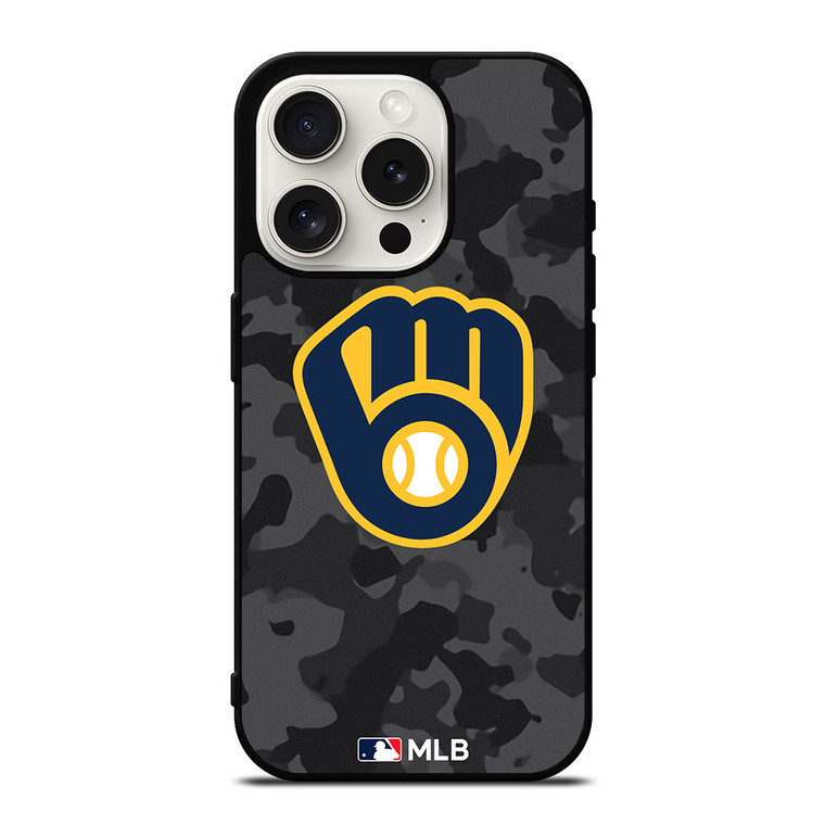 MILWAUKEE BREWERS BASEBALL BLACK CAMO iPhone 15 Pro Case Cover