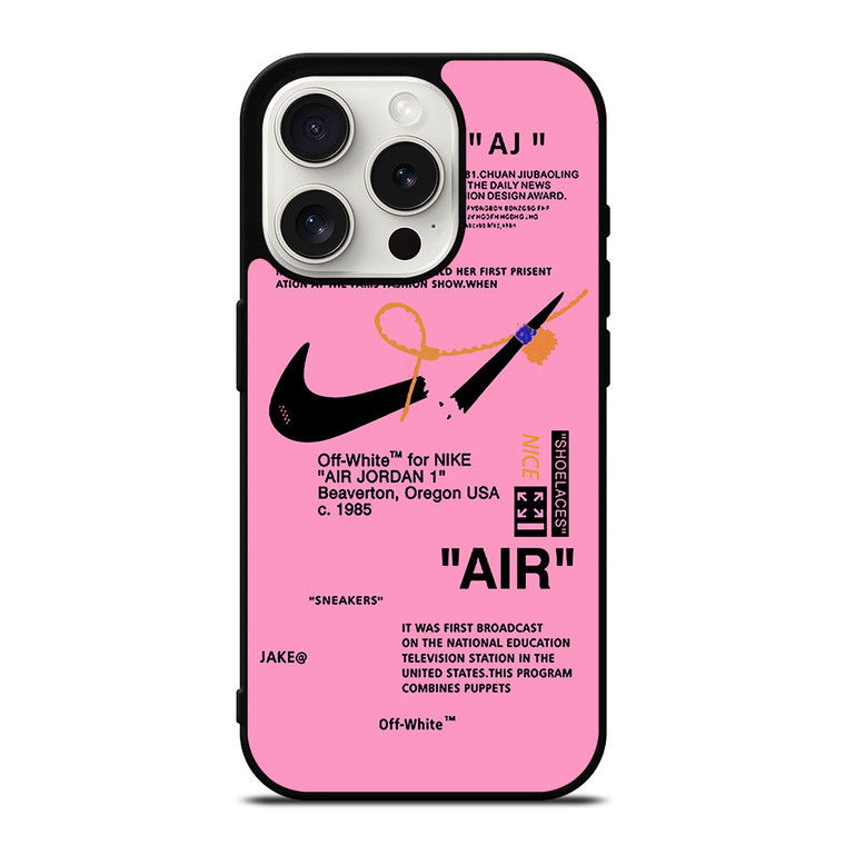 NIKE AIR OFF WHITE PINK iPhone 15 Pro Case Cover