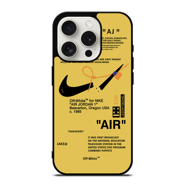 NIKE AIR OFF WHITE YELLOW iPhone 15 Pro Case Cover