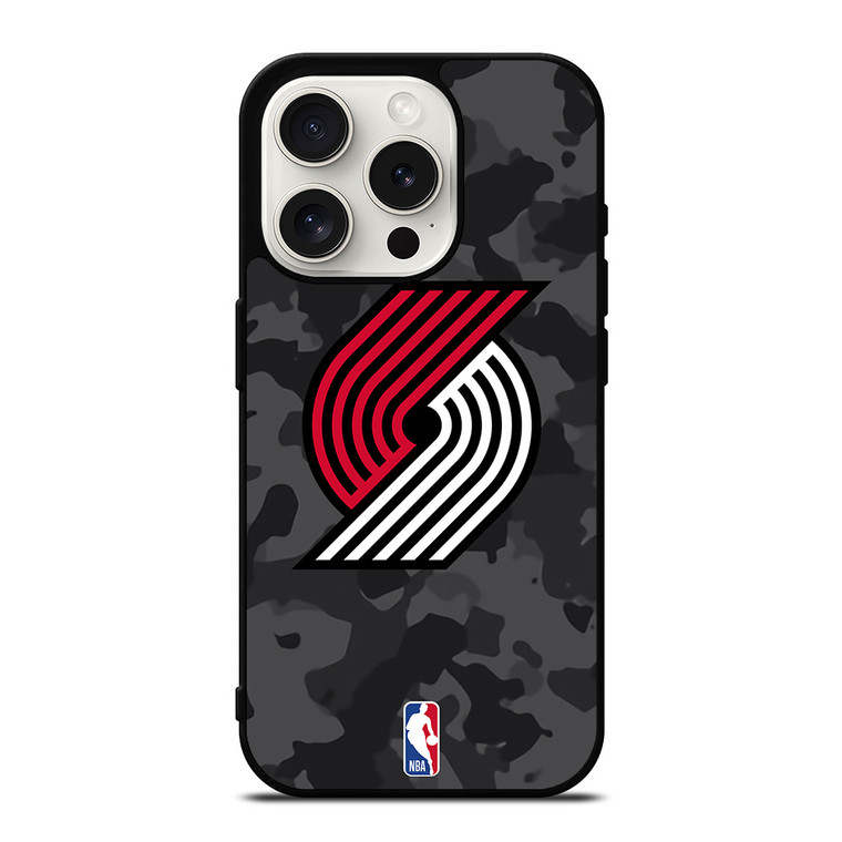 PORTLAND TRAIL BLAZERS BLACK CAMO iPhone 15 Pro Case Cover