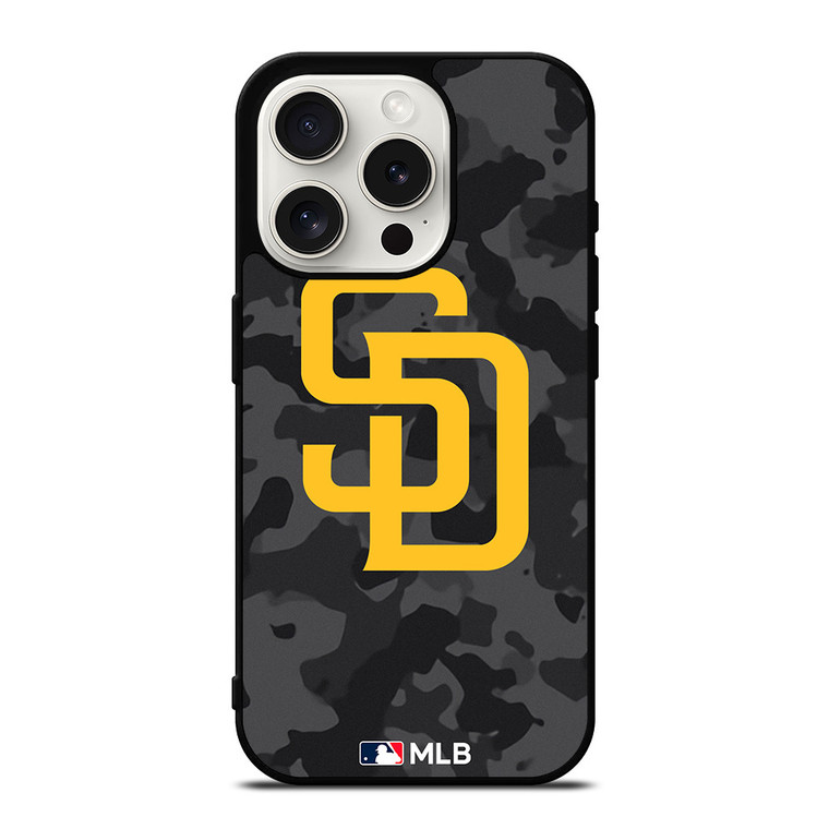 SAN DIEGO PADRES BASEBALL BLACK CAMO iPhone 15 Pro Case Cover