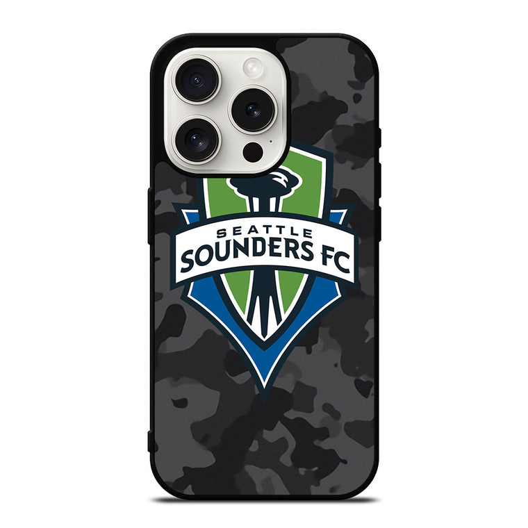SEATTLE SOUNDERS FC MLS BLACK CAMO iPhone 15 Pro Case Cover