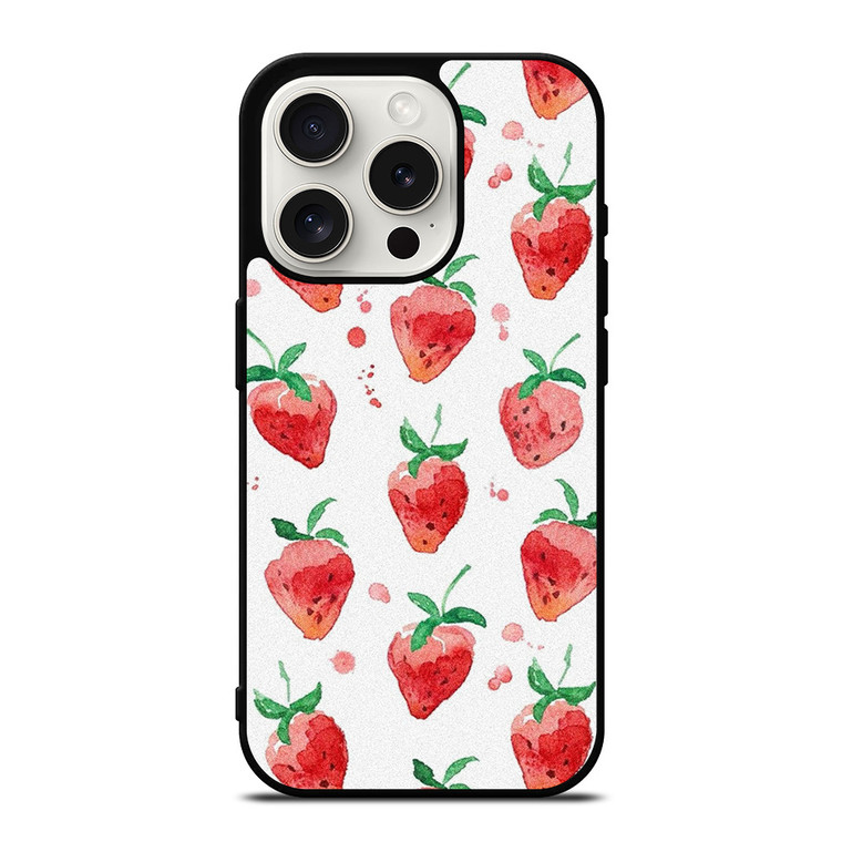 STRAWBERRY BRUSHED PATTERN iPhone 15 Pro Case Cover