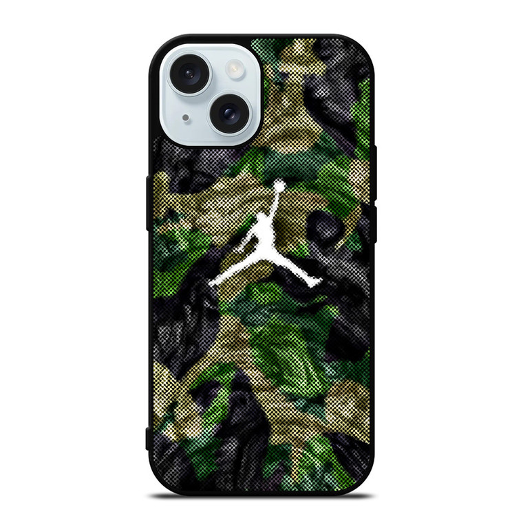 AIR JORDAN GREEN CAMO iPhone 15 Case Cover