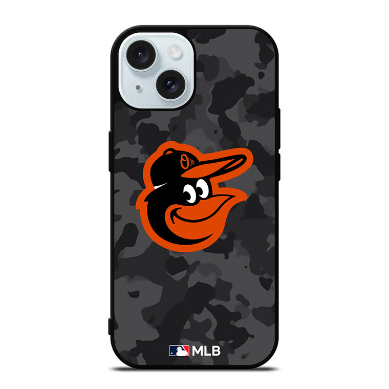 BALTIMORE ORIOLES BASEBALL BLACK CAMO iPhone 15 Case Cover