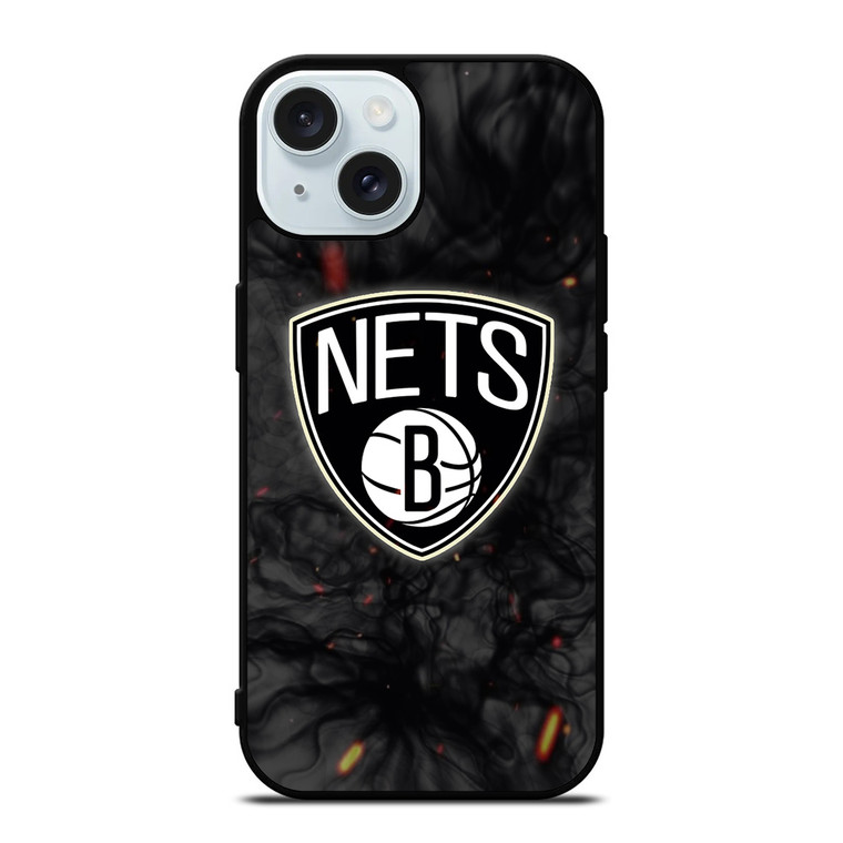 BROOKLYN NETS BASKETBALL NBA FIRE iPhone 15 Case Cover