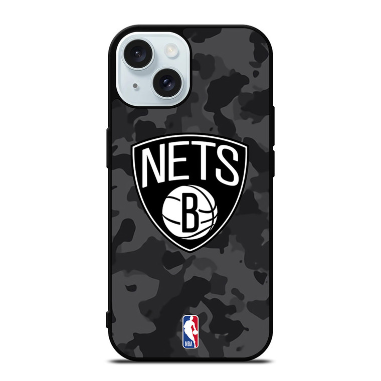 BROOKLYN NETS BLACK CAMO iPhone 15 Case Cover