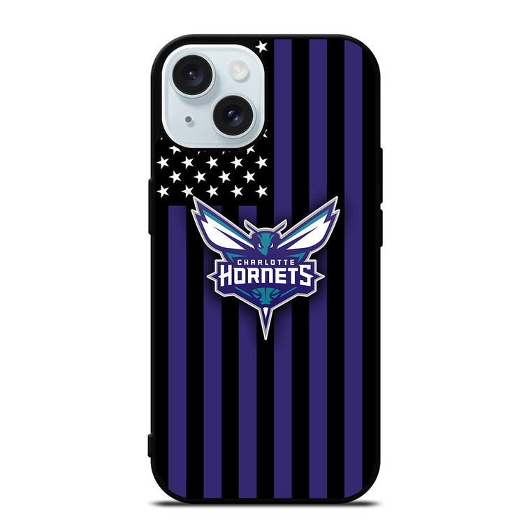 CHARLOTTE HORNETS NBA USA FLAG iPhone 15 Case Cover