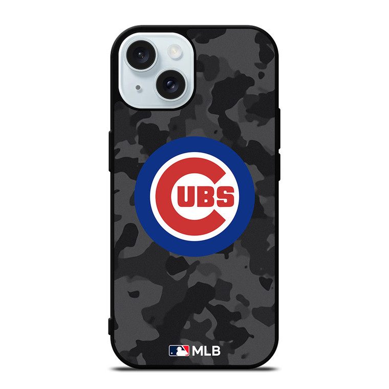 CHICAGO CUBS BASEBALL BLACK CAMO iPhone 15 Case Cover