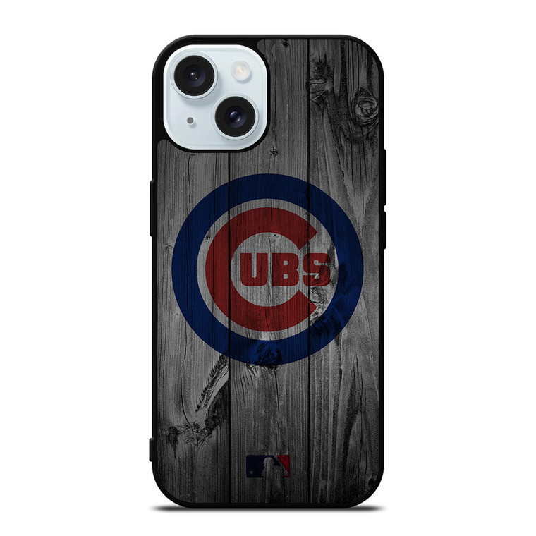 CHICAGO CUBS BASEBALL MLB WOOD LOGO iPhone 15 Case Cover