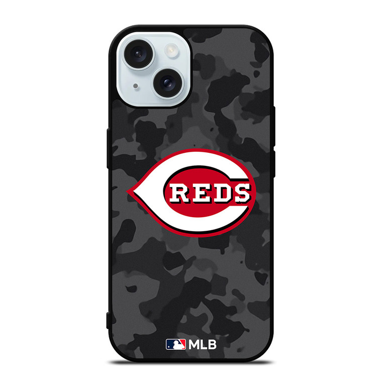 CINCINNATI REDS BASEBALL BLACK CAMO iPhone 15 Case Cover