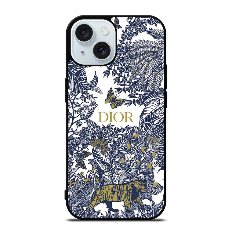 DIOR FLORAL BLUE iPhone 15 Case Cover