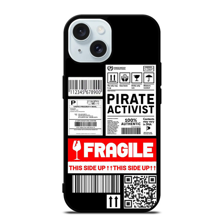 FRAGILE STAMP BARCODE LABELS iPhone 15 Case Cover