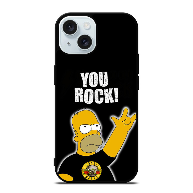 GUNS N ROSES ROCK HOMER SIMPSONS iPhone 15 Case Cover