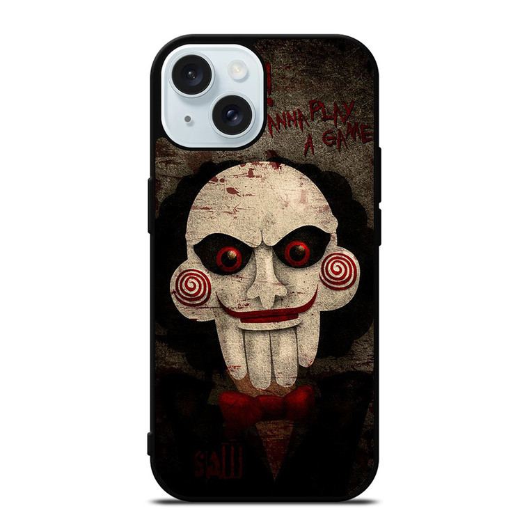 JIGSAW MOVIES I WANNA PLAY A GAME iPhone 15 Case Cover