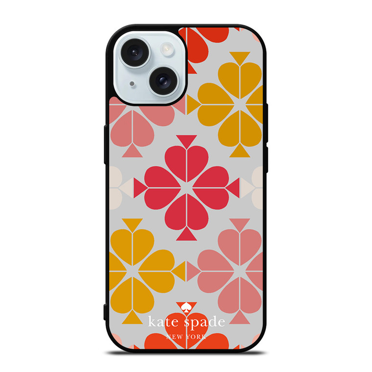 KATE SPADE JACQUARD PINK YELLOW iPhone 15 Case Cover
