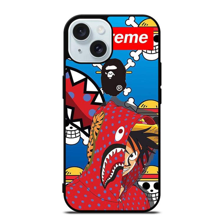 LUFFY ONE PIECE SUPREME BAPE iPhone 15 Case Cover
