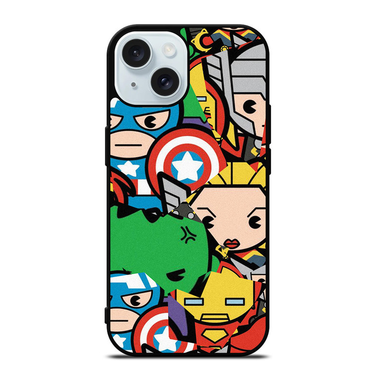 MARVEL COMIC CHARACTERS COLLAGE iPhone 15 Case Cover
