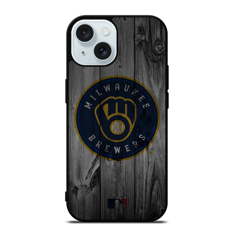 MILWAUKEE BREWERS BASEBALL MLB WOOD LOGO iPhone 15 Case Cover