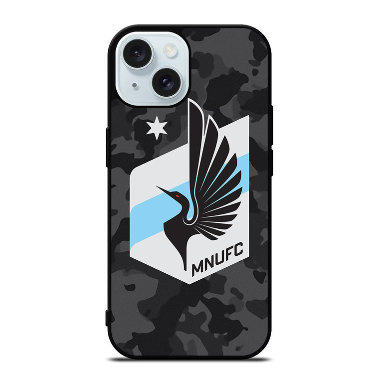 MINNESOTA UNITED FC MLS BLACK CAMO iPhone 15 Case Cover