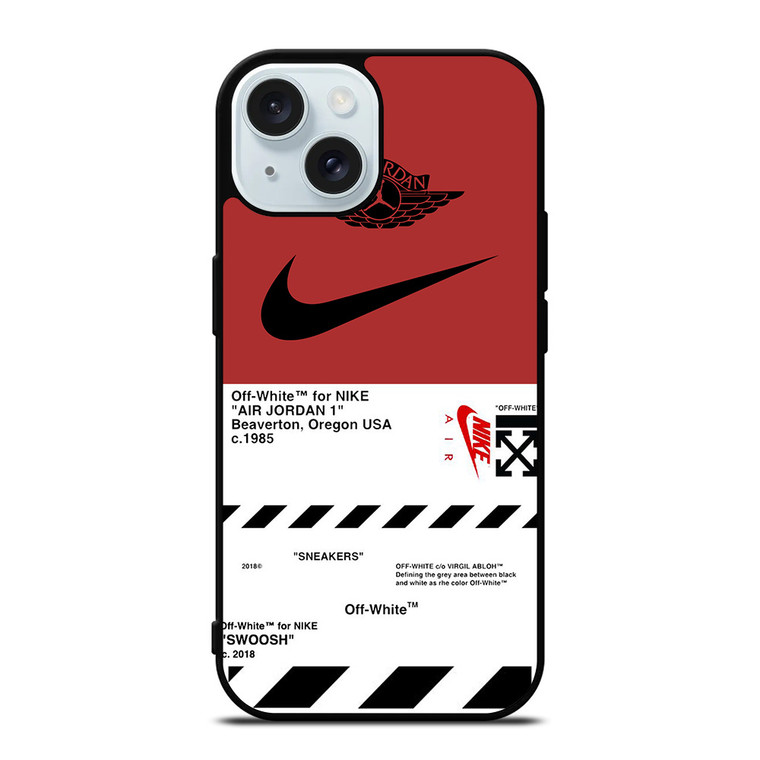 NIKE AIR JORDAN OFF WHITE LOGO iPhone 15 Case Cover