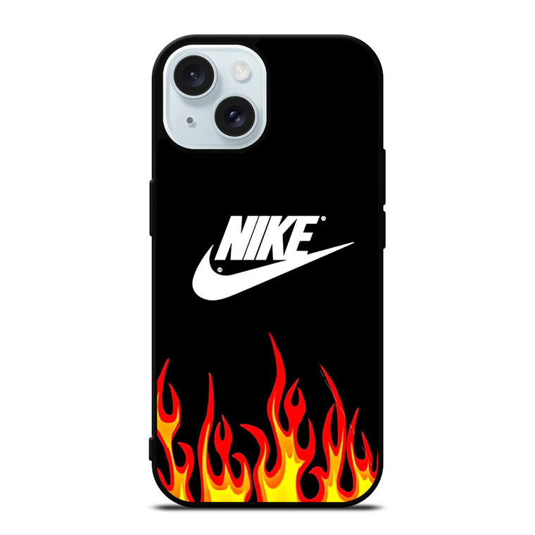 NIKE SWOOSH IN FLAMES iPhone 15 Case Cover NIKE SWOOSH IN FLAMES iPhone 15 Case Cover