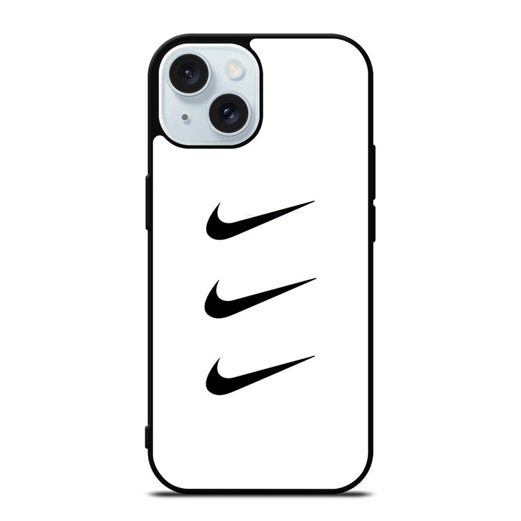 NIKE TRIPPLE SWOOSH WHITE iPhone 15 Case Cover