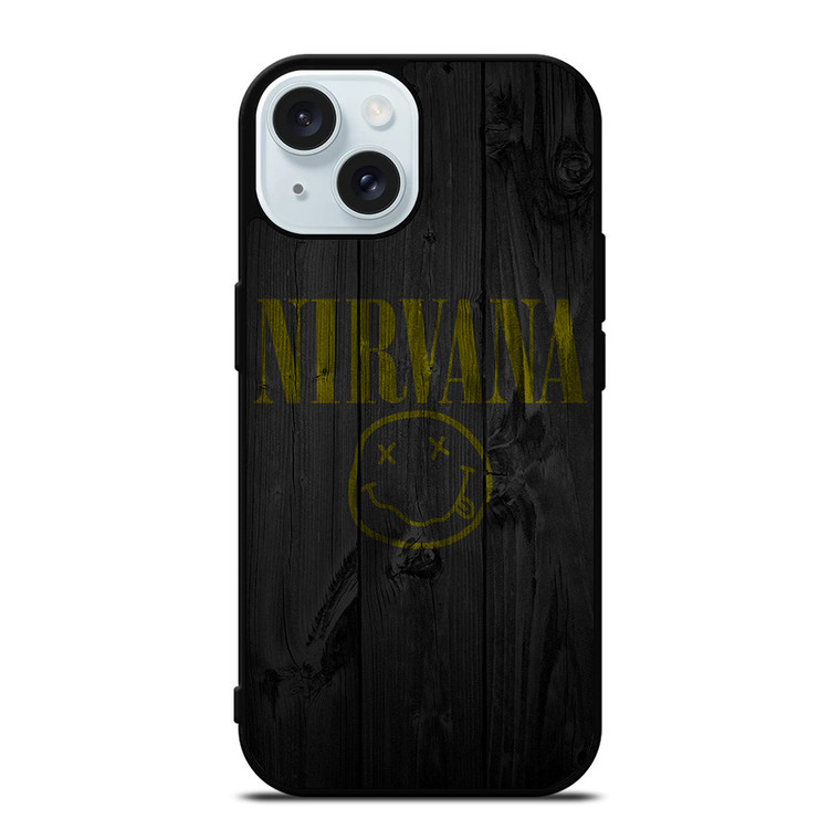 NIRVANA ROCK BAND WOODEN LOGO iPhone 15 Case Cover