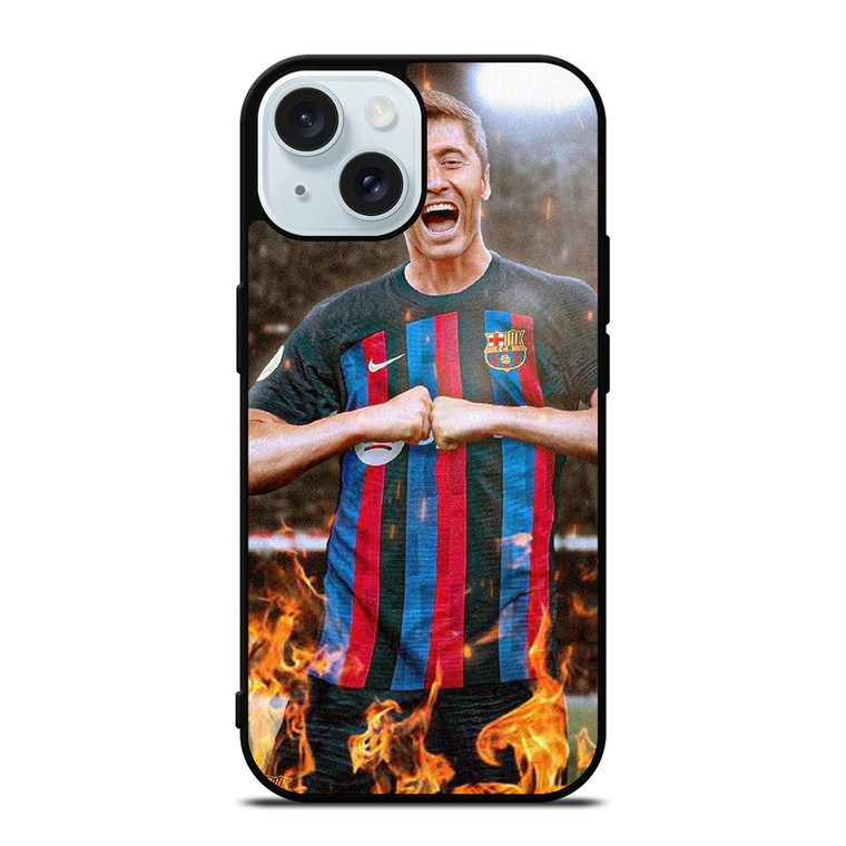 ROBERT LEWANDOWSKI FC BARCELONA iPhone 15 Case Cover