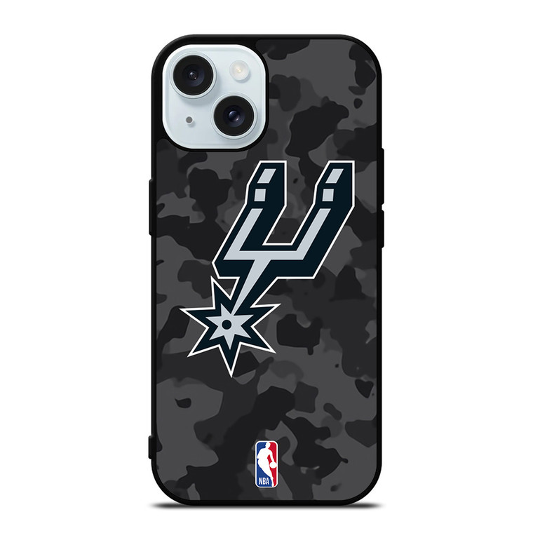 SAN ANTONIO SPURS BLACK CAMO iPhone 15 Case Cover