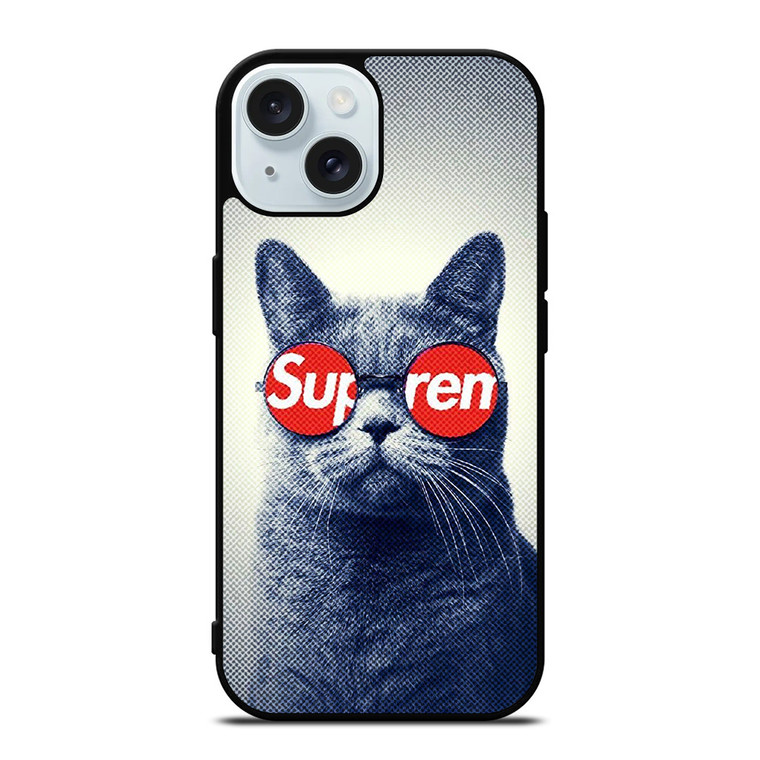 SUPREME COOL CUTE CAT iPhone 15 Case Cover