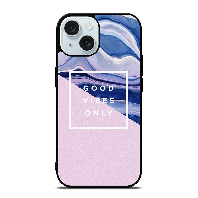 TUMBLR GOOD VIBES ONLY PINK MARBLE iPhone 15 Case Cover