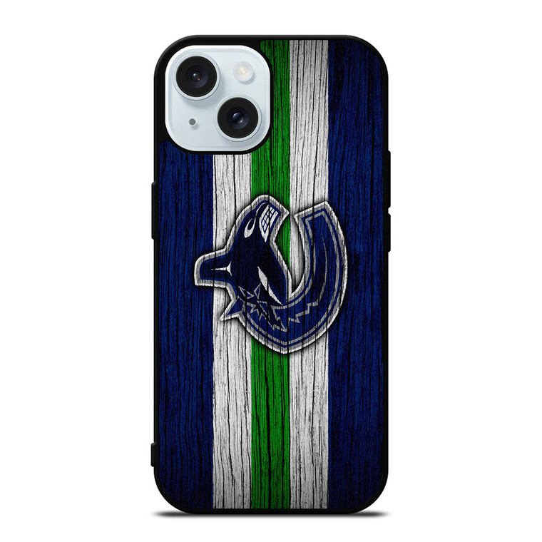 VANCOUVER CANUCKS WOODEN LOGO iPhone 15 Case Cover
