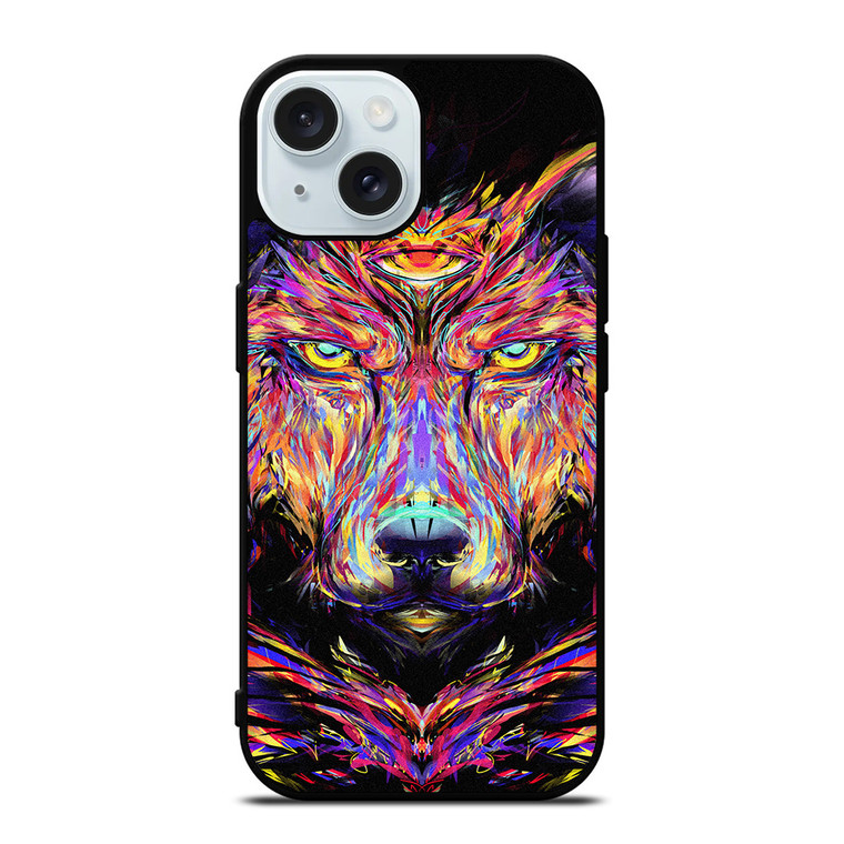 WOLF TRIPPY ART iPhone 15 Case Cover