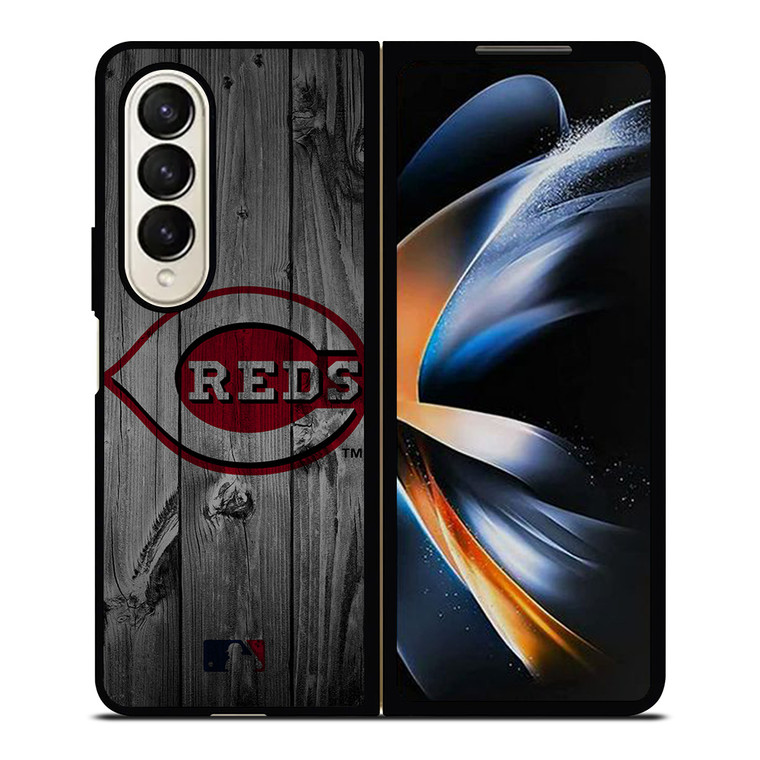 CINCINNATI REDS BASEBALL MLB WOOD LOGO Samsung Galaxy Z Fold 4 Case Cover