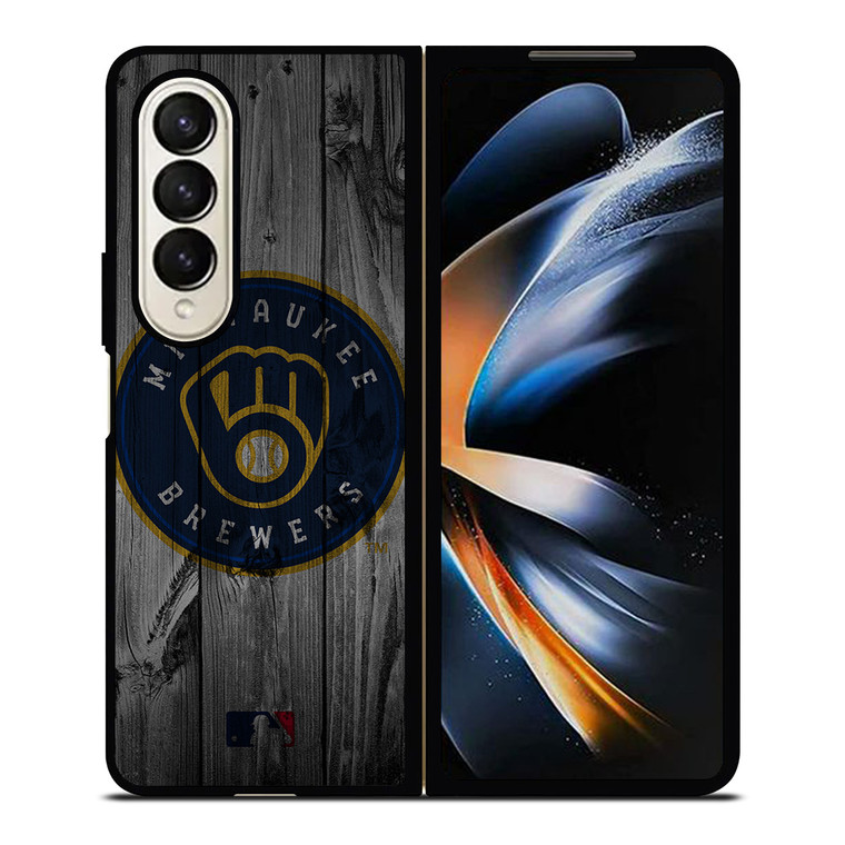 MILWAUKEE BREWERS BASEBALL MLB WOOD LOGO Samsung Galaxy Z Fold 4 Case Cover