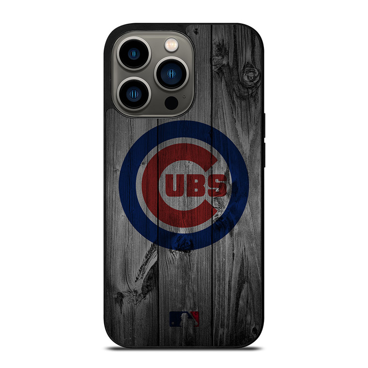 CHICAGO CUBS BASEBALL MLB WOOD LOGO iPhone 13 Pro Case Cover