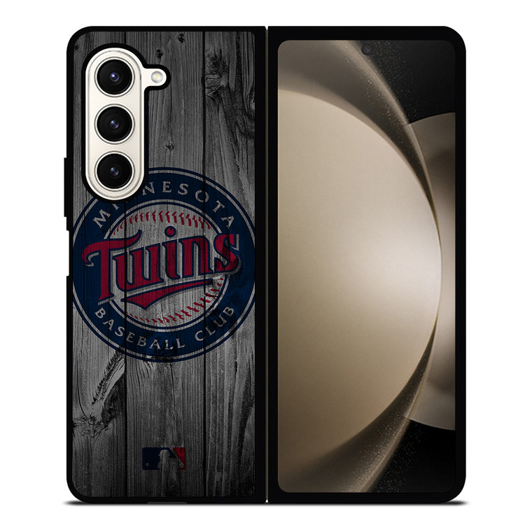 MINNESOTA TWINS BASEBALL MLB WOOD LOGO Samsung Galaxy Z Fold 5 Case Cover