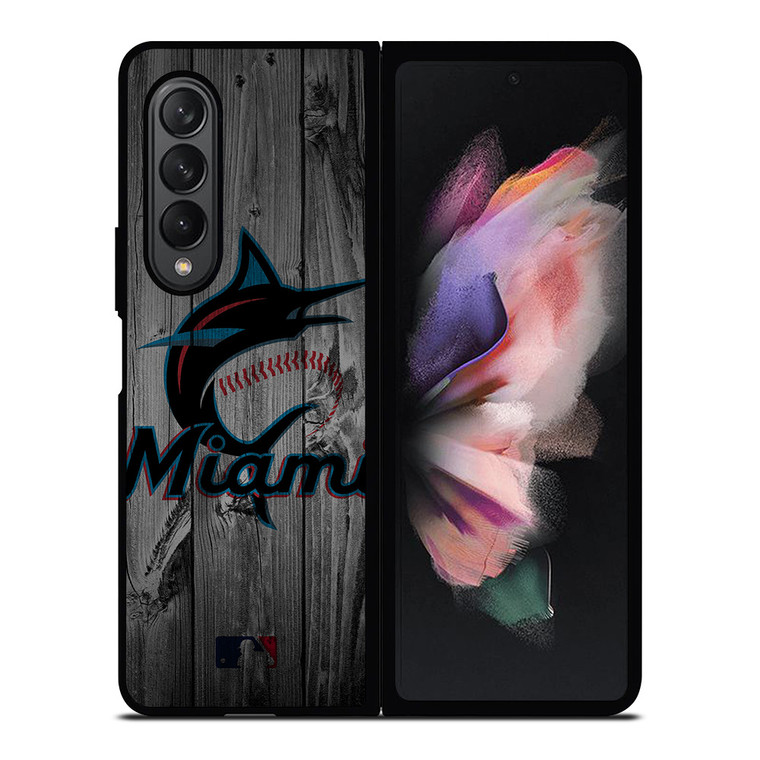 MIAMI MARLINS BASEBALL MLB WOOD LOGO Samsung Galaxy Z Fold 3 Case Cover