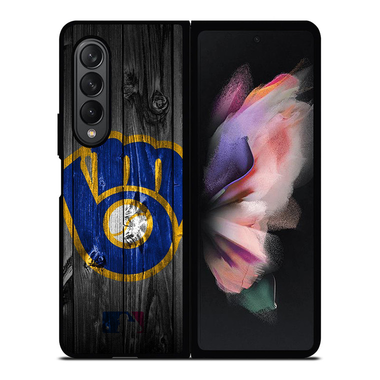 MILWAUKEE BREWERS MLB BASEBALL WOODEN LOGO Samsung Galaxy Z Fold 3 Case Cover