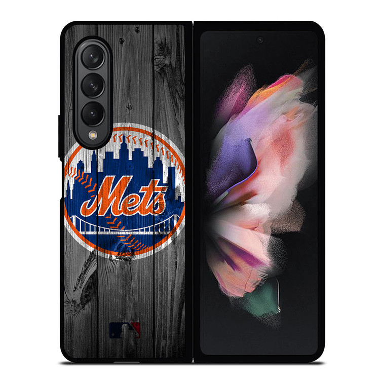 NEW YORK METS BASEBALL MLB WOOD LOGO Samsung Galaxy Z Fold 3 Case Cover