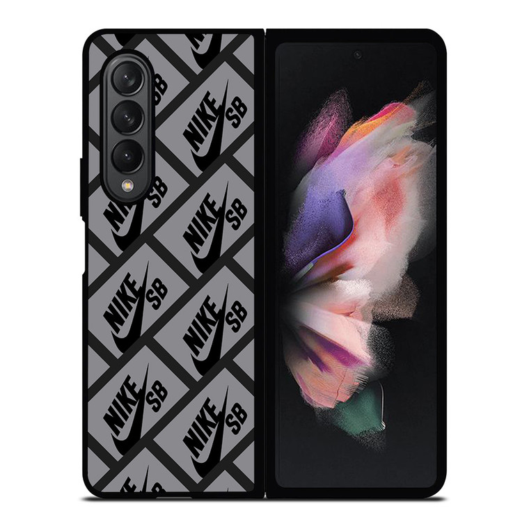 NIKE SB SKATEBOARD BOX PATTERN GREY Samsung Galaxy Z Fold 3 Case Cover