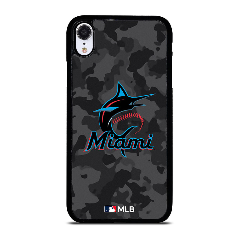 MIAMI MARLINS BASEBALL BLACK CAMO iPhone XR Case Cover