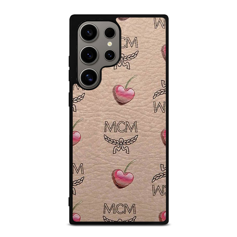MCM LOVE CHERRIES BROWN LEATHER Samsung Galaxy S24 Ultra Case Cover