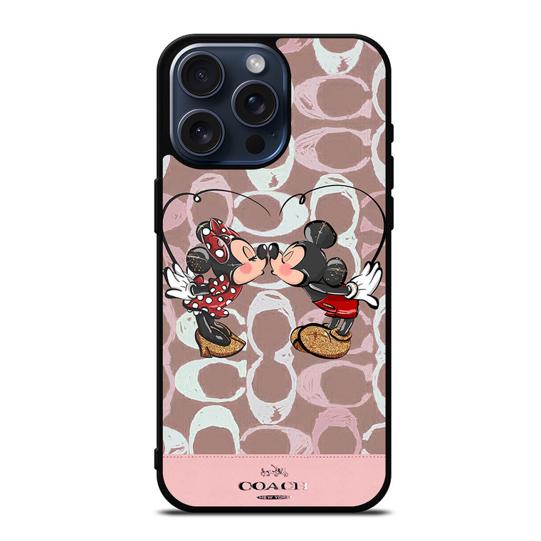 COACH NEW YORK LOGO MICKEY MINNIE MOUSE DISNEY KISS iPhone 15 Pro Max Case Cover